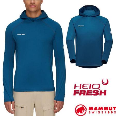 【MAMMUT 長毛象】男Selun FL Sun Hoody保暖長袖連帽T恤/1016-01420-50550 深冰藍✿30E010